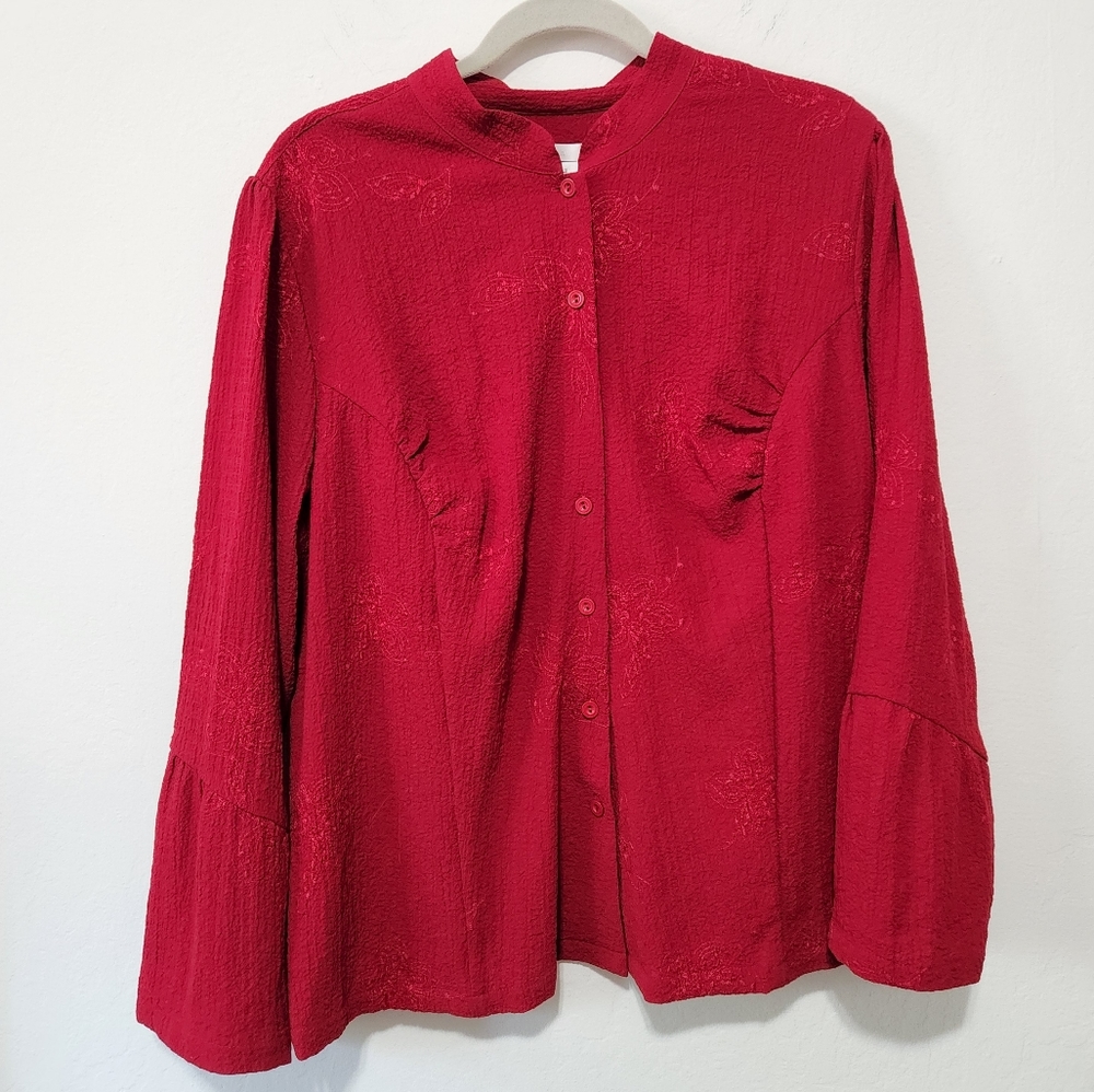 Christopher & Banks | Red Button Down Blouse